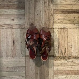Free People Brown Wooden Sandals